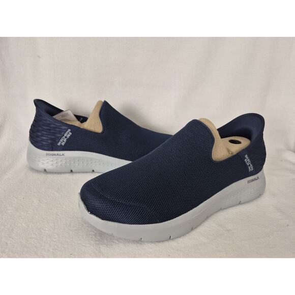 Skechers Men's US 12 Wide Fit Go Walk Flex No Hands Navy Slip-in Sneakers - Picture 4 of 12